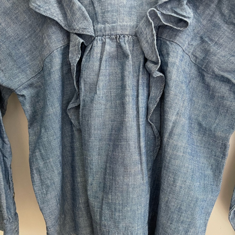 J. Crew Ruffle Chambray Top - Picture 6 of 11